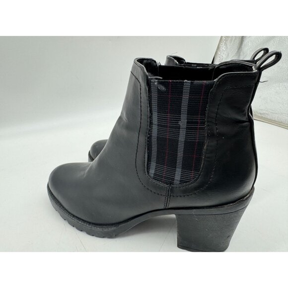 Zigi Soho Womens Heeled Y2K Ankle Boots Black Plaid Elastic Panel Pull On 7.5 - Picture 8 of 10